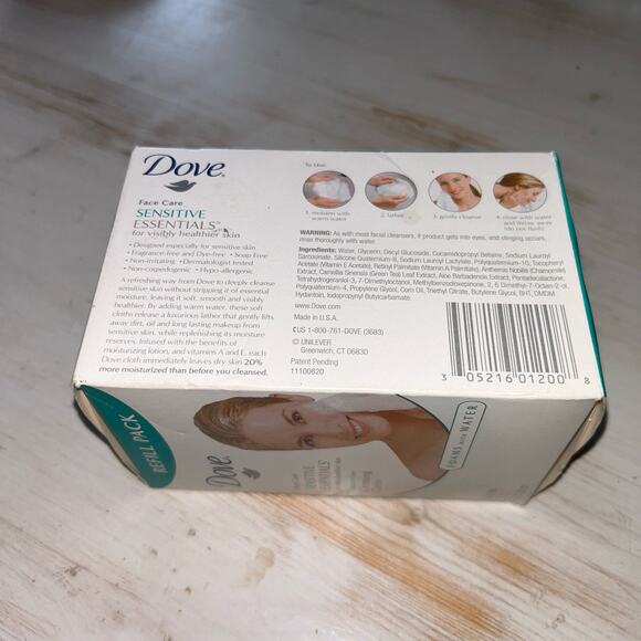 Dove Cool Moisture Facial Cleansing Cloths Fragrance Free Sensitive Essentials - Picture 5 of 7